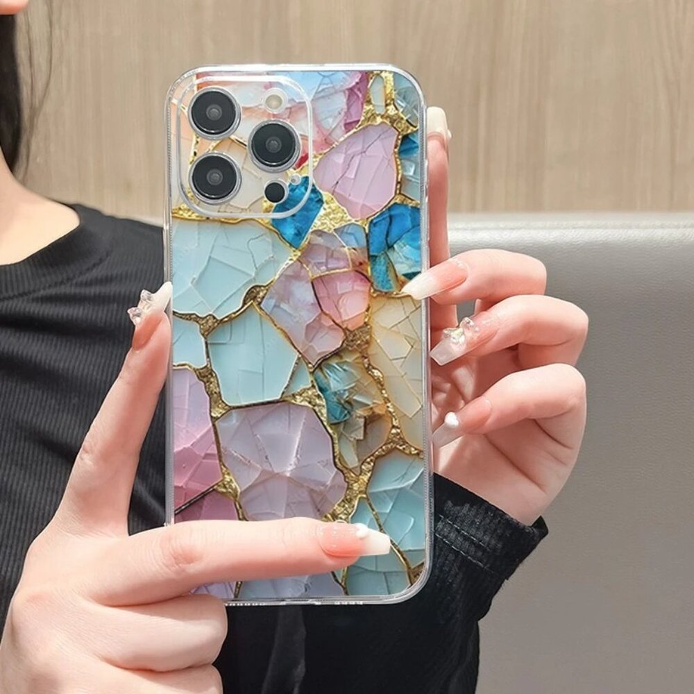 Apple Phone Case with Multicolor Mosaic Design